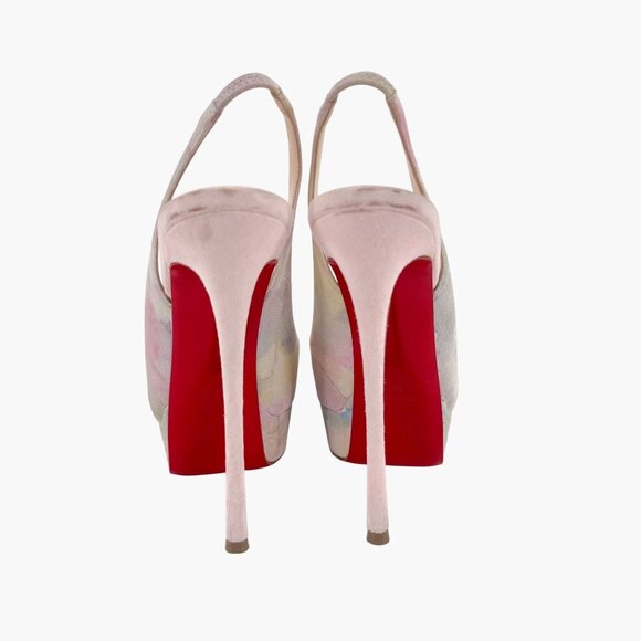 Christian Louboutin Platform Slingback Heels Pink Suede Size 36.5 US 6.5 Peep - Picture 6 of 15